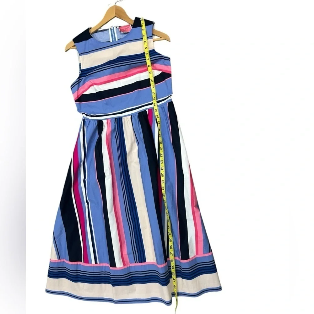 Kate Spade Iconic Colorful Berber Fit & Flare Striped Exposed Zipper Dress Sz 4